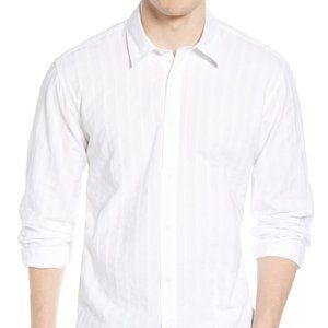 COASTAORO Regular Fit Tonal Stripe White Shirt L